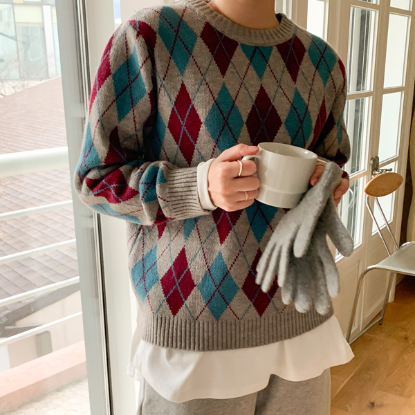 <b>Limited quantity SALE</b><br> Barrel Argyle Pattern Knit