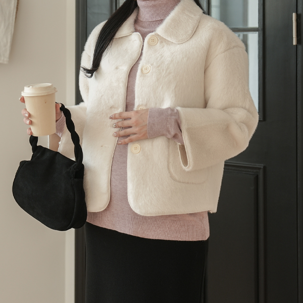 Maternity*Milk Collar Fur Jacket