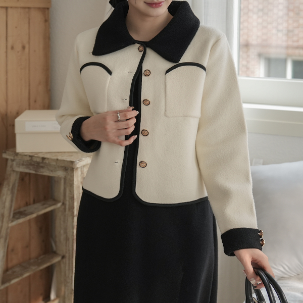 Maternity*Bergold button two-tone jacket