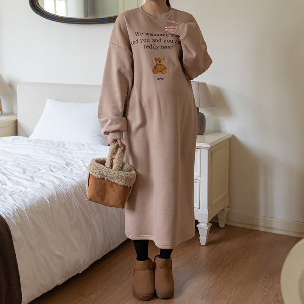 Maternity*Lovey Bear Fleece Maternity Dress