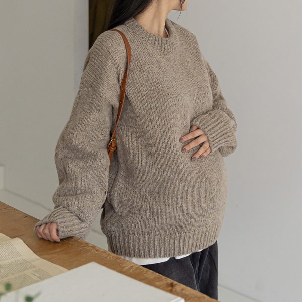 Maternity*Plain Basic Round Knit