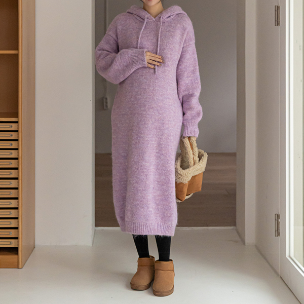 Maternity*Bocashi Hood Long Maternity Dress (WOOL 10)