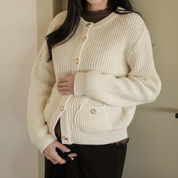 Maternity*Yumi Gold Button Haji Cardigan