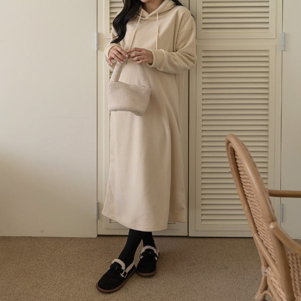 Maternity*Fleece Hooded Maternity Dress