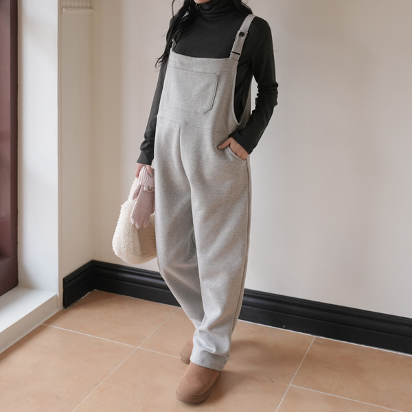 Maternity*Comfortable Melange Fleece Jumpsuit