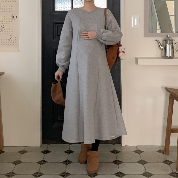 Maternity*Line cut fleece maternity dress