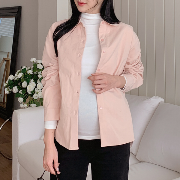 Maternity*Souffle back team loose fit shirt (peach fleece)