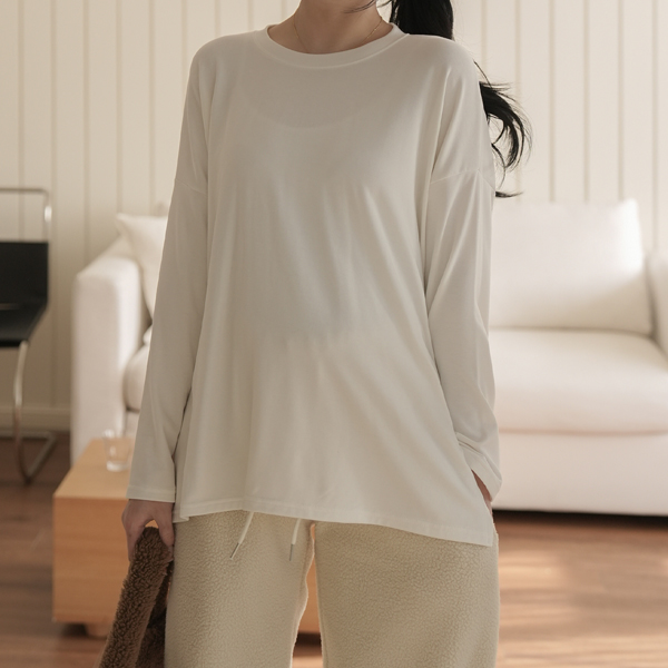 Maternity*Warm Team Long Layered T-shirt (Inner Fleece)