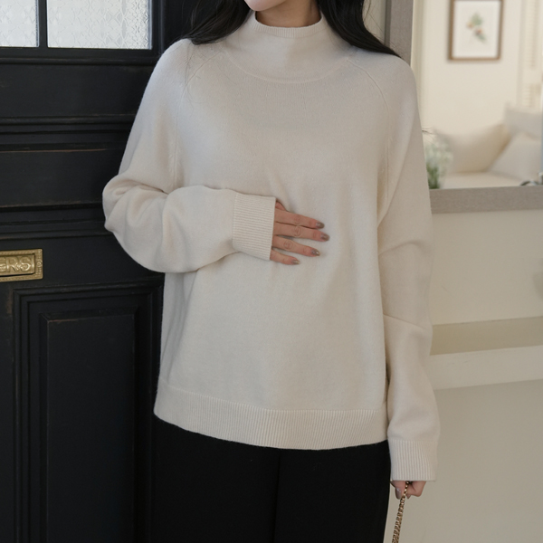 Maternity*High neck raglan loose fit-knit