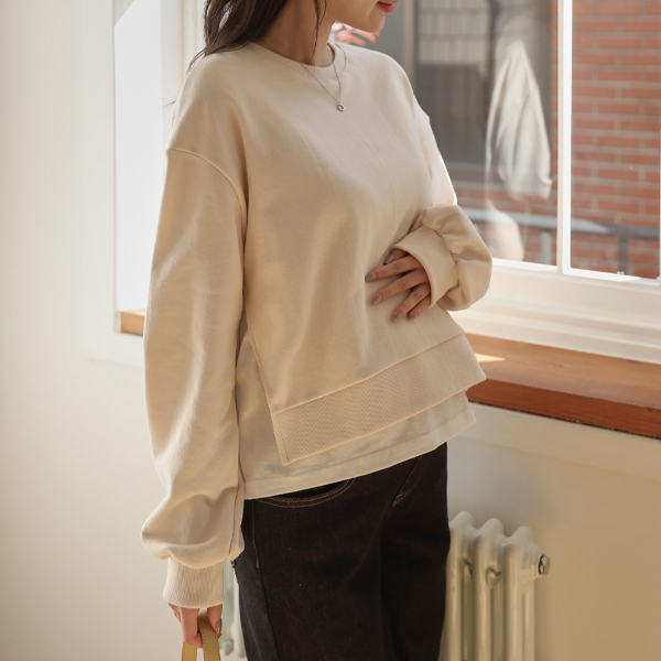 Maternity*Slit Layered Sweatshirt