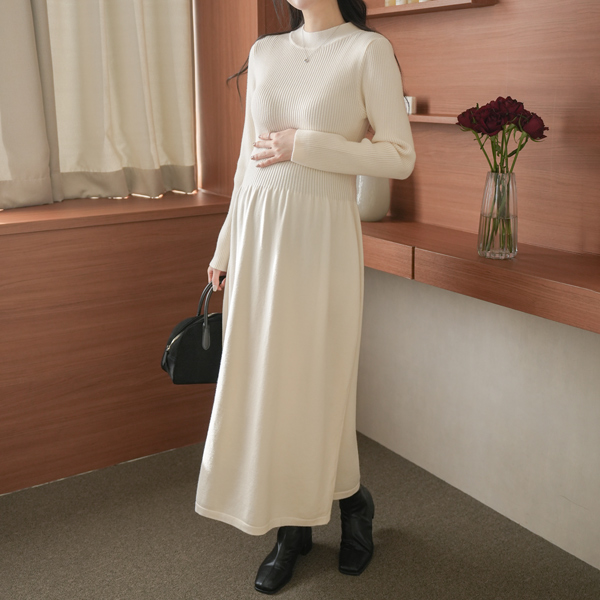 Maternity*Half-length ribbed layered maternity dress