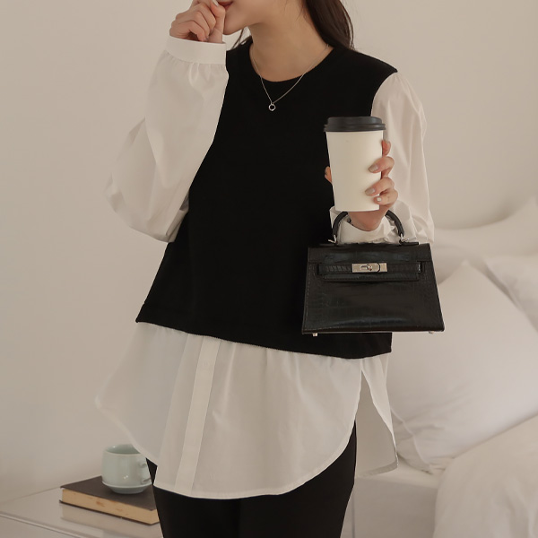 Maternity*Knit layered shirt to wear as a set