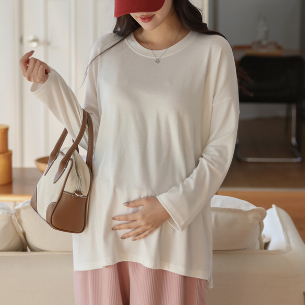 Maternity*Nutella Slit Loose fit t-shirts