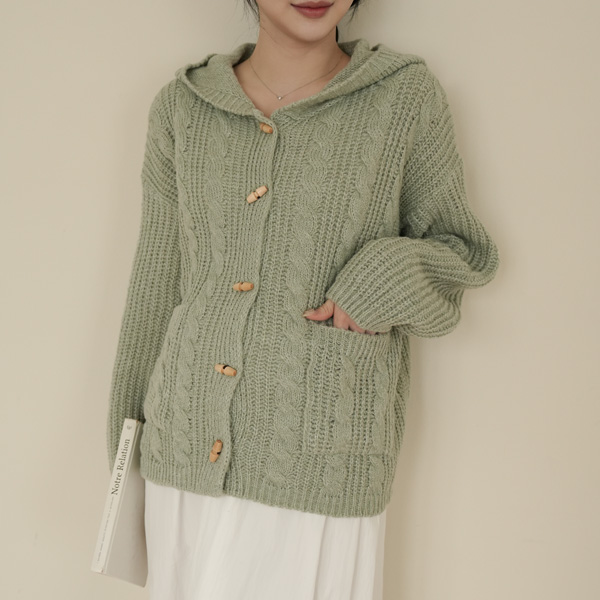 Maternity*Pastel Toggle Hooded Cardigan