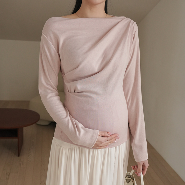 Maternity*Pin tuck drape soft t-shirt