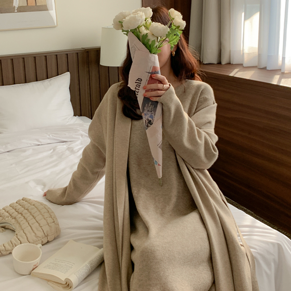 Maternity*more collar Long cardigan(String set)