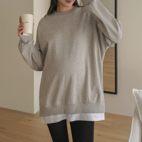 Maternity*Basic Layered Sweatshirt Man to Man T-shirt