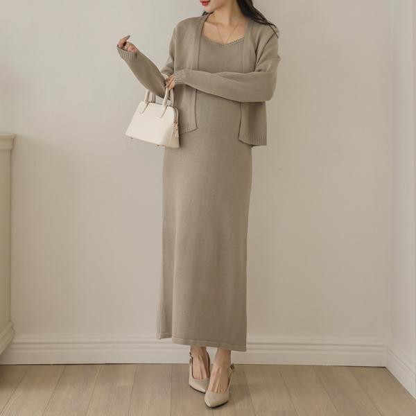 Maternity*Viscose Knit Maternity Dress (Cardigan SET)