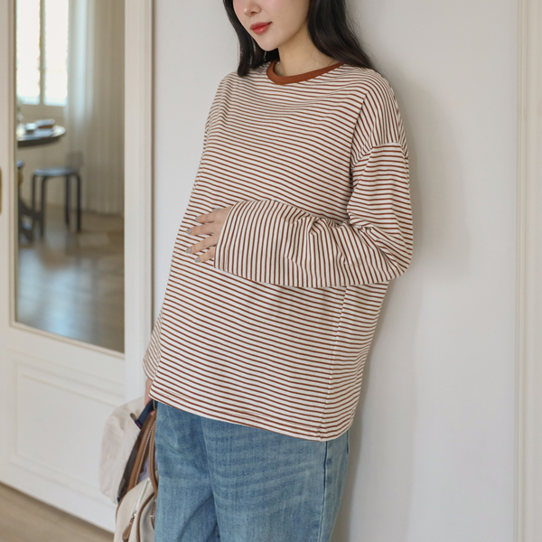 Maternity*Margaret color blocking single-breasted T-shirt