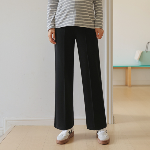 [S-made]Maternity*Double Slim Pin Tuck Wide Maternity Pants [Ella Fit]