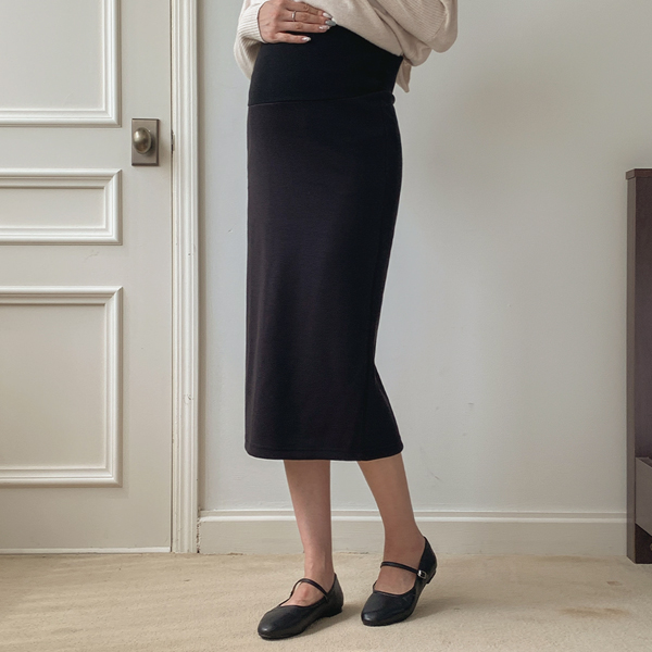 Maternity*Daily mid-slit maternity skirt