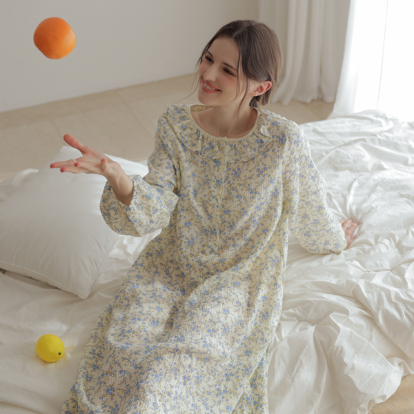 [Luna Sweet] Nursing clothes*Thick cotton yoru pajamas nursing one-piece