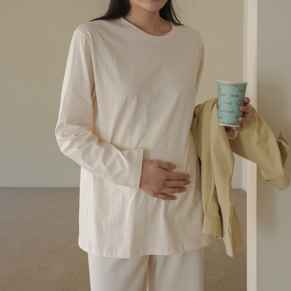 Maternity*Real Layered Long Sleeve Basic T-shirt