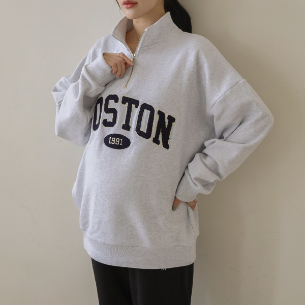 Maternity*Boston Half Zip Up Man to Man T-shirt