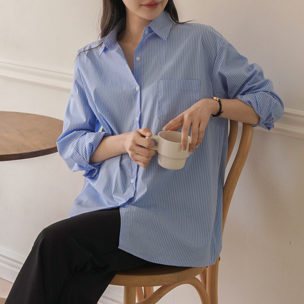 [S-made]Maternity*Salty Stripe Loose Fit Maternity Shirt