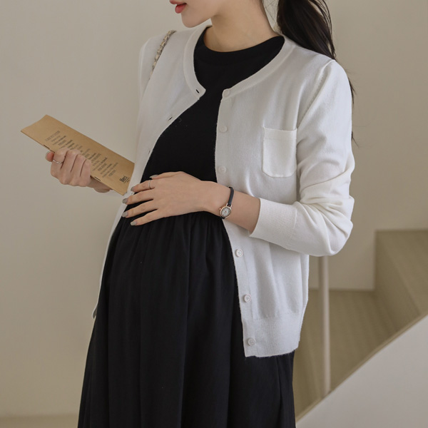 Maternity*Cami Soft Pocket Round Cardigan