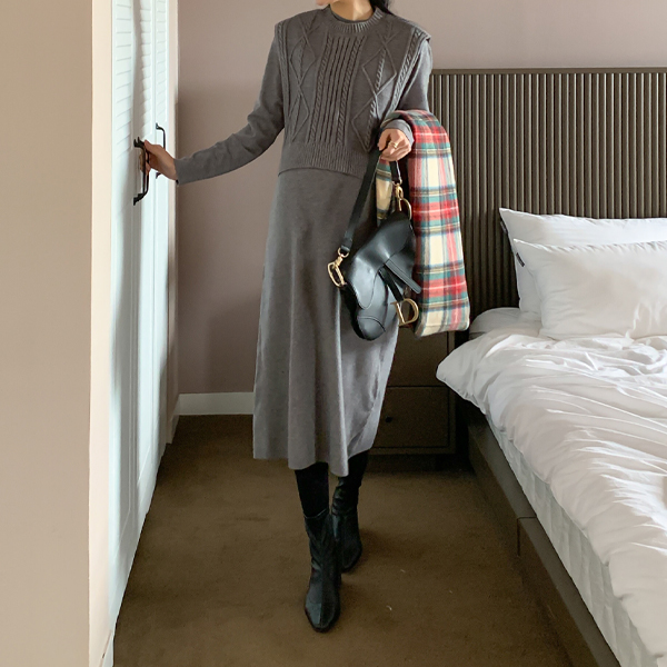 Maternity*Point Knit Set Maternity Dress (Vestset)
