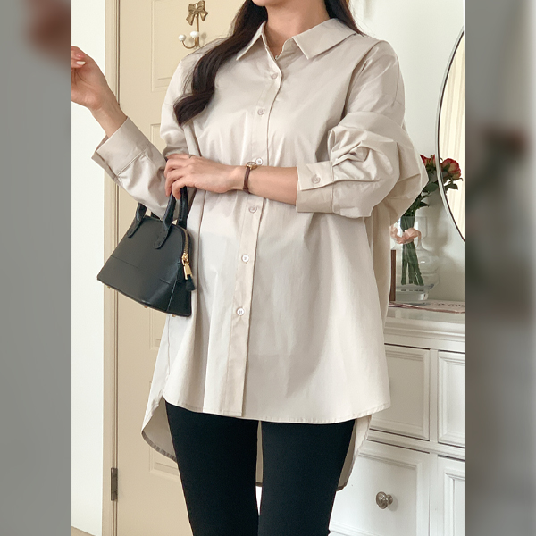 <b>Limited quantity SALE</b><br> Maternity*Unbalanced fit back button maternity shirt (breastfeeding possible)