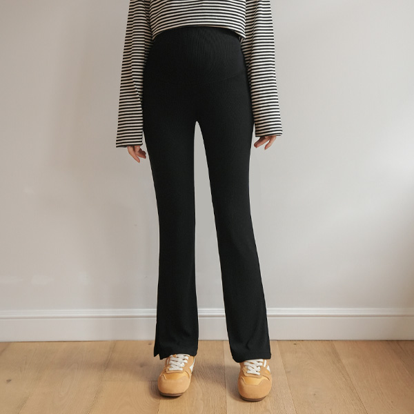 Maternity*Smooth ribbed slit maternity pants