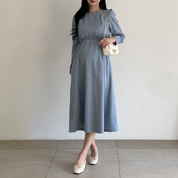 Maternity*Melted back button maternity dress