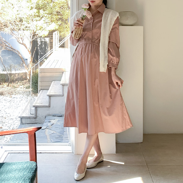 Maternity*Shirt half open fit adjustable maternity dress