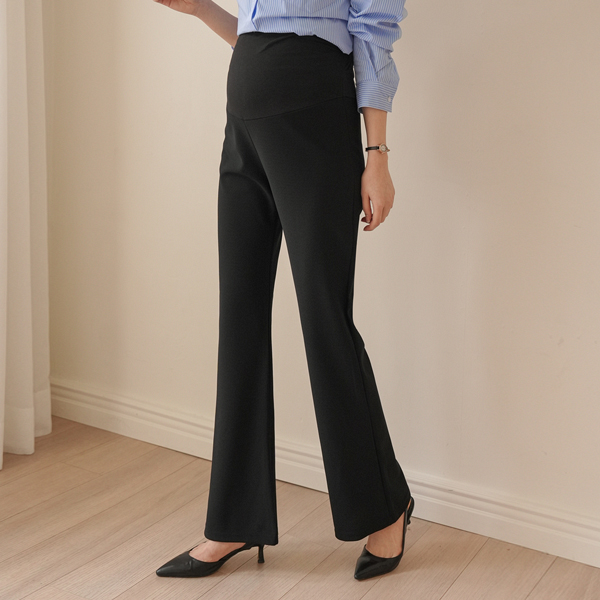 Maternity*Commute line spandex boot cut maternity slacks