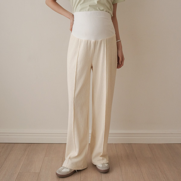 Maternity*Wrinkle Pin Tuck Wide Maternity Pants