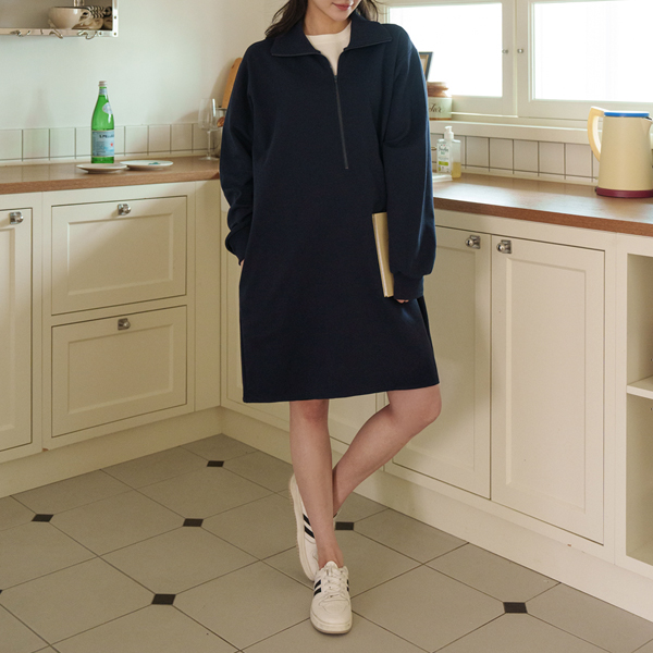 Maternity*Coordination end zip-up maternity dress (breastfeeding possible)