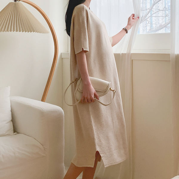 Maternity* Cami crople short sleeve knit maternity dress (viscose 51)