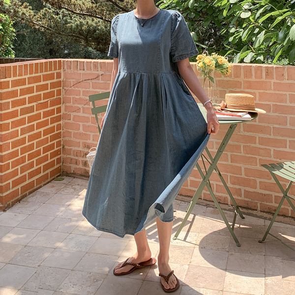 Maternity*Marie Pin Tuck Denim Maternity Dress