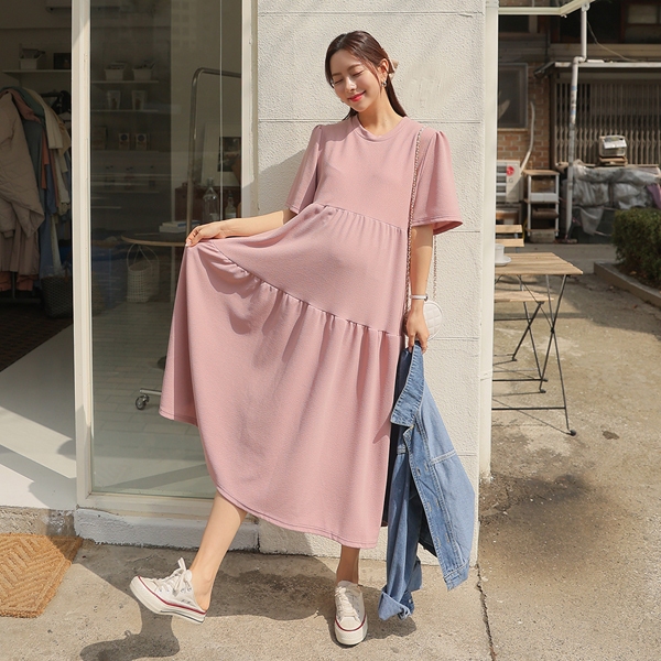 Maternity*Wrinkle-free short sleeve cancan maternity dress
