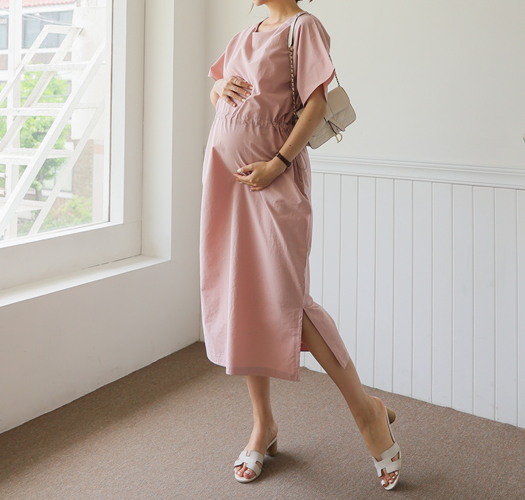 Maternity*Cotton stopper adjustable maternity dress