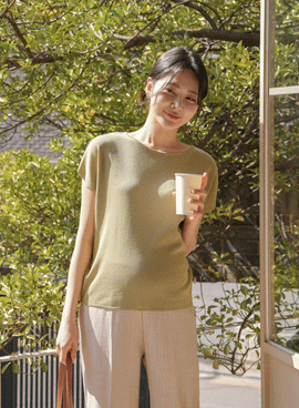 Maternity*Summer loose cap sleeve round knit
