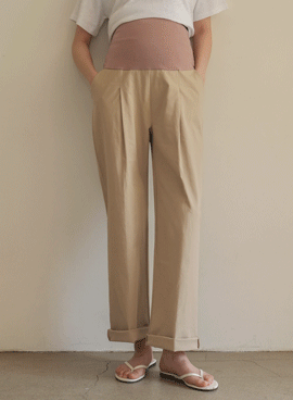 Maternity*Chino pin tuck wide maternity pants
