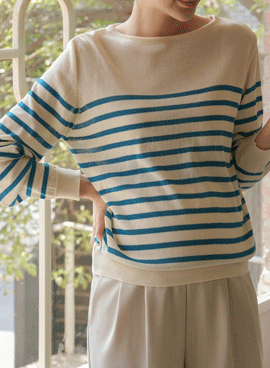 Maternity*Summer Cotton Stripe Long Sleeve Knit
