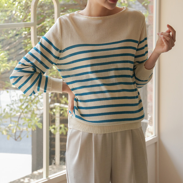 Maternity*Summer Cotton Stripe Long Sleeve Knit