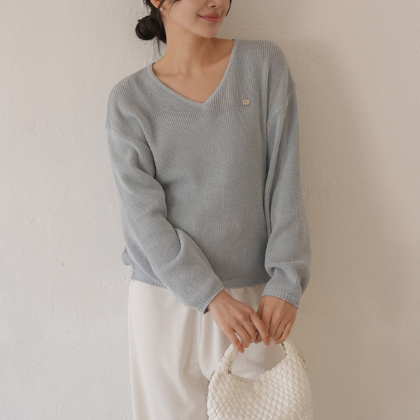Maternity*Cool pendant linen V-neck knit