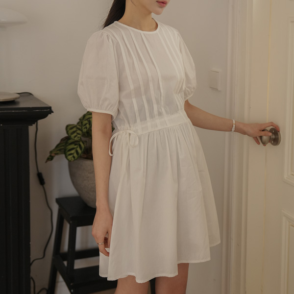 Maternity*Mini cotton pin tuck adjustable maternity dress