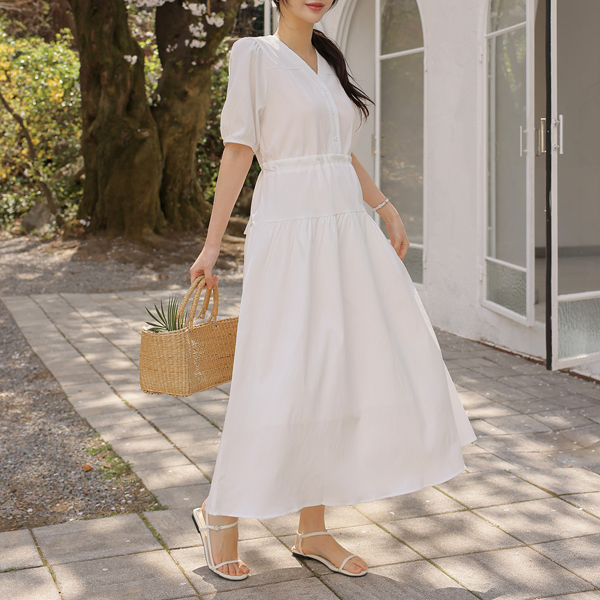 Maternity*Toe string button maternity dress