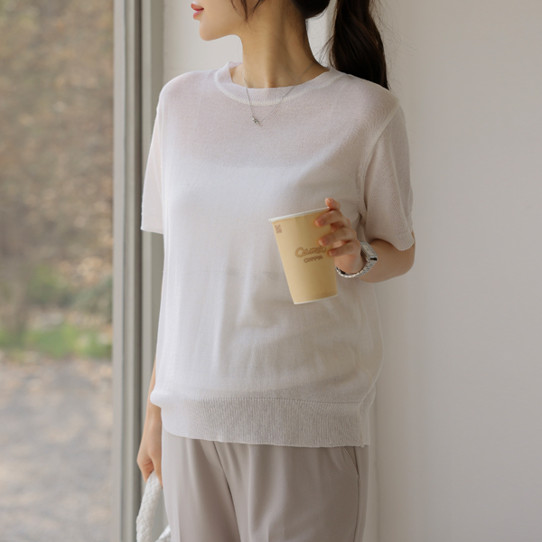 Maternity*Basic linen short sleeve knit